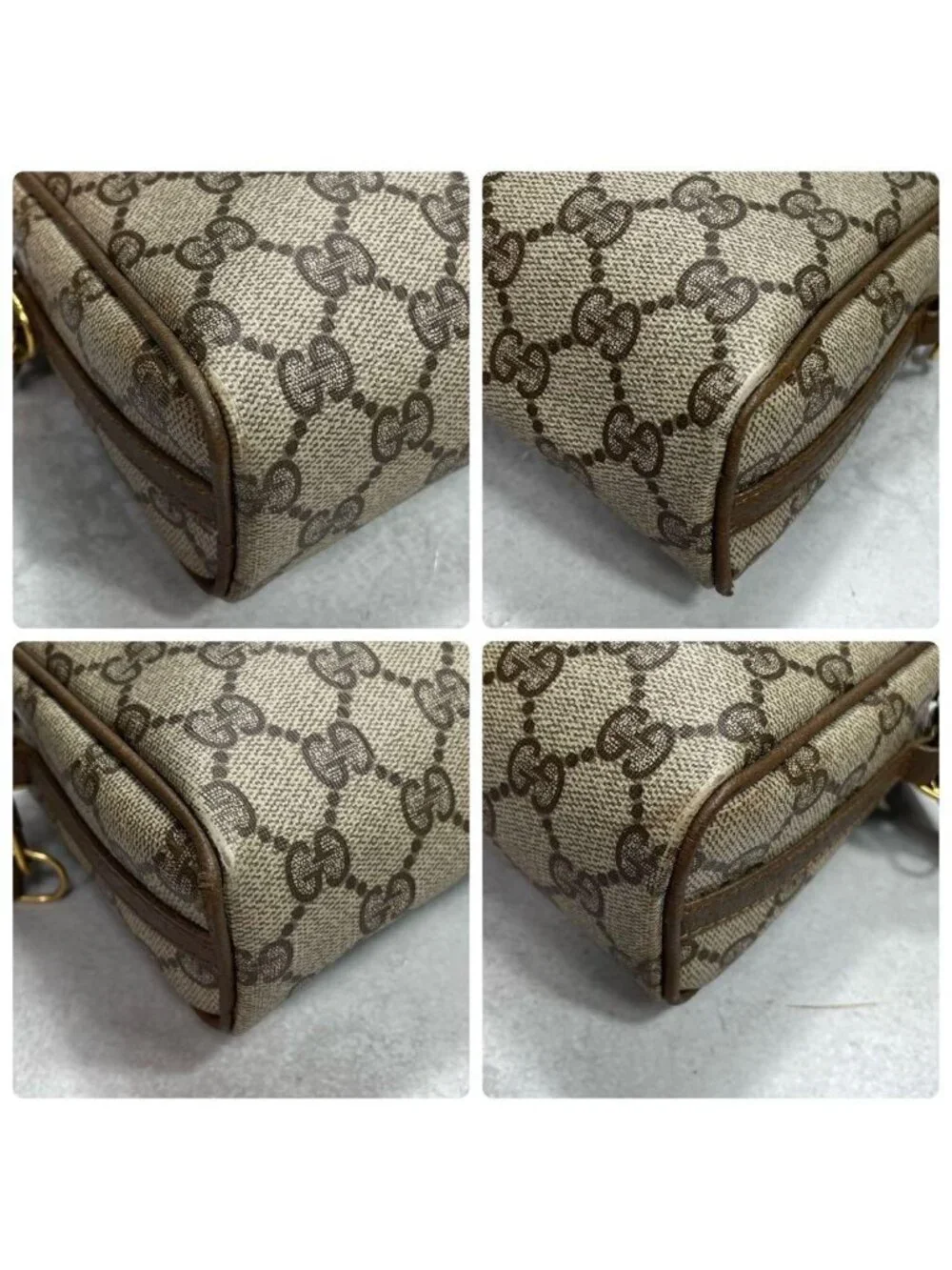 Gucci GG Shoulder Bag Brown Beige Leather Logo